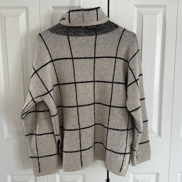 Madewell Women's Windowpane Turtleneck Sweater Grey/Off-White/Black - Size M - Picture 6 of 8